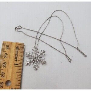 18" Diamond and Sterling Silver OTC 925 Snowflake Necklace and Pendant